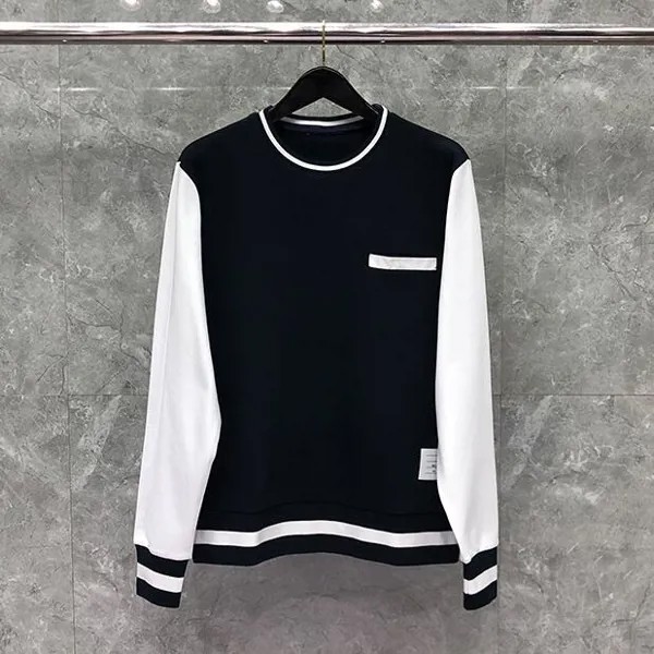 TB 23SS Модные фирменные толстовки THOM приталенные Пуловеры Одежда хлопковая куртка мужская с круглым вырезом Лоскутная Повседневная Спортивная одежда пальто