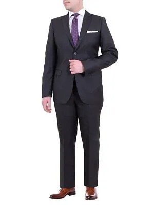 Zanetti Slim Fit однотонный серый шерстяной костюм на двух пуговицах