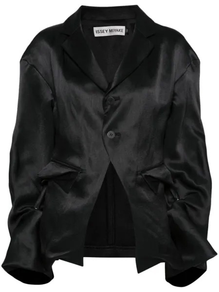 Однобортный атласный пиджак Issey Miyake, черный