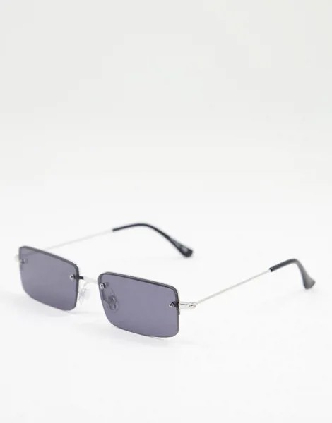 Квадратные солнцезащитные очки унисекс в серебристой оправе с черными стеклами Jeepers Peepers-Серебристый