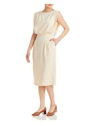 LAFAYETTE 148 NEW YORK Женское бежевое платье-блузон без рукавов с разрезом сзади и без подкладки 4