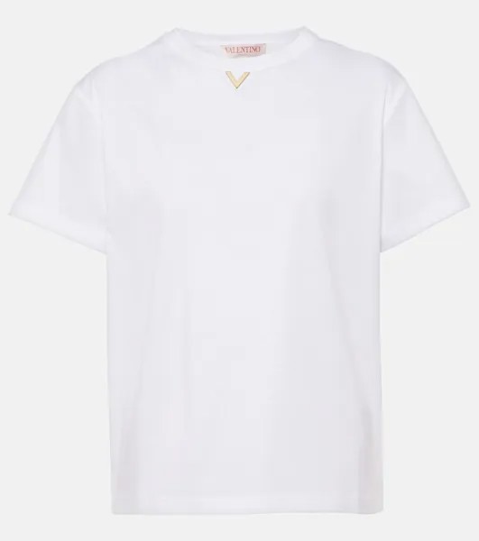 Футболка VGold из хлопкового джерси Valentino, белый