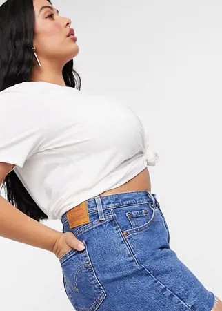 Умеренно-выбеленные джинсовые шорты Levi's Plus 501 Original-Голубой