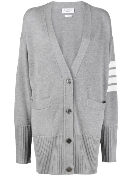 Thom Browne кардиган из вирджинской шерсти с полосками 4-Bar, серый