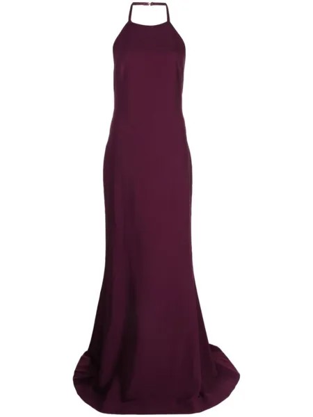 Elie Saab шелковое вечернее платье с вырезом халтер, фиолетовый