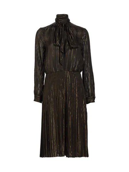 Платье-миди Paula с эффектом металлик Nili Lotan, черный