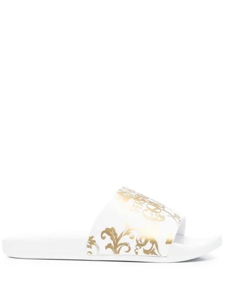 Versace Jeans Couture шлепанцы с принтом Barocco, белый