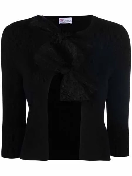 RED Valentino кардиган в рубчик с бантом