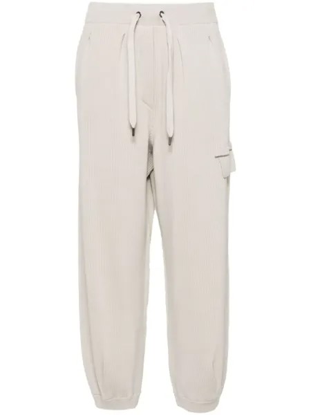 Brunello Cucinelli спортивные брюки с бисером, нейтральный цвет