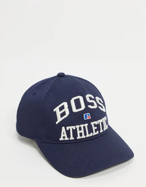 Темно-синяя кепка в университетском стиле Boss x Russell Athletic Feagle-Темно-синий