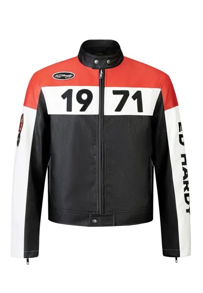 Куртка из искусственной кожи Moto Biker Ed Hardy, цвет black red white