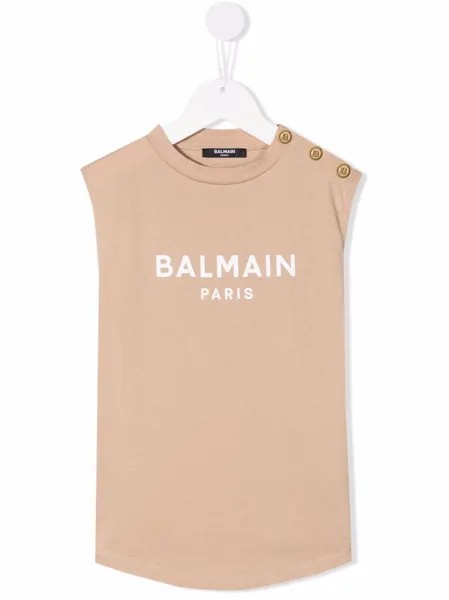 Balmain Kids топ с пуговицами и логотипом