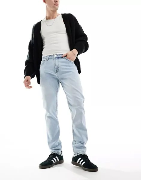 Голубые джинсы прямого кроя Pull&Bear