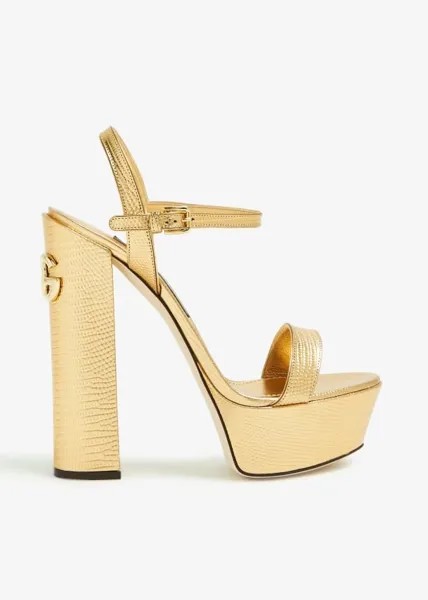 Сандалии Dolce&Gabbana Foiled Calfskin Platform, золотой