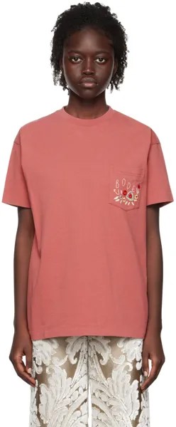 Розовая футболка с розеткой Bode