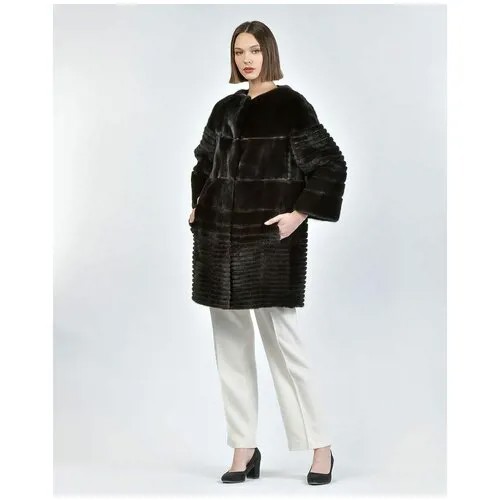 Пальто Vinicio Pajaro, норка, силуэт прямой, карманы, размер 44, черный