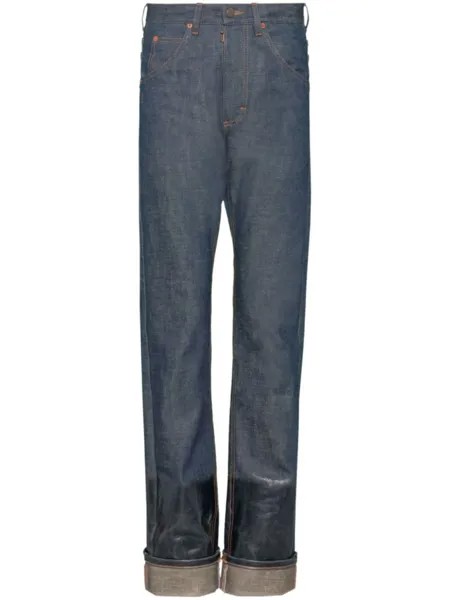 Лакированные прямые джинсы средней посадки Maison Margiela, синий