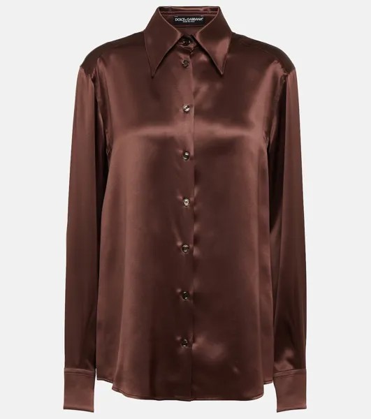 Шелковая рубашка Dolce&Gabbana, коричневый