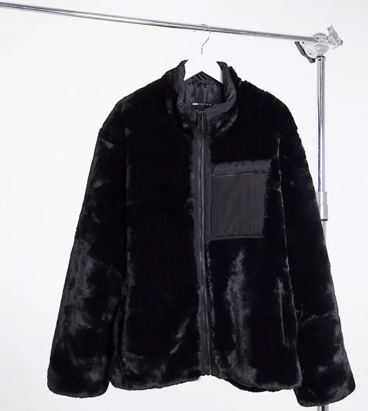 Черная байкерская куртка из искусственного меха ASOS DESIGN Plus-Черный