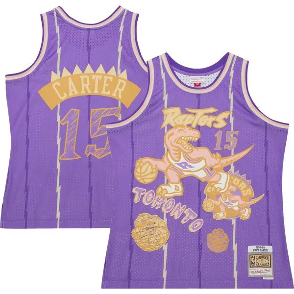Мужская фиолетовая мужская майка Mitchell & Ness Vince Carter Toronto Raptors Swingman Sidewalk Sketch