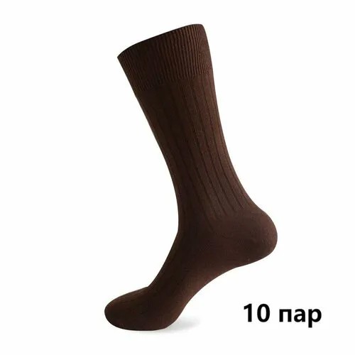 Носки , 10 пар, размер для обуви 46-50, коричневый