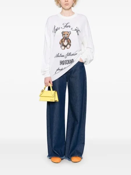 Moschino свитер с интарсией Teddy Bear, нейтральный цвет