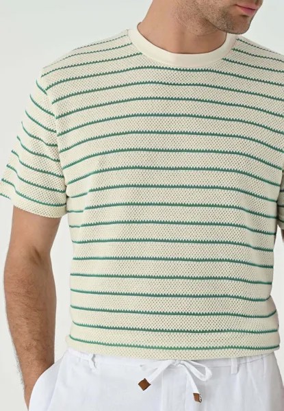 Футболки с принтом CREW NECK STRIPED Antioch, темно-зеленый