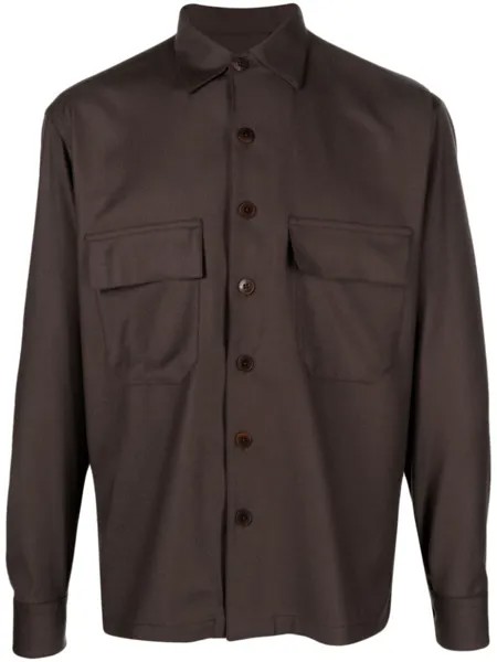Costumein long-sleeve virgin wool shirt, коричневый