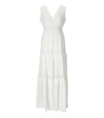 Женское белое длинное платье с кружевом Twinset