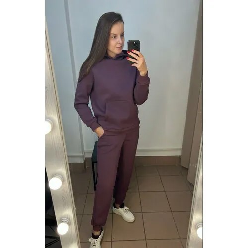 Костюм FIR, худи и брюки, спортивный стиль, полуприлегающий силуэт, карманы, капюшон, манжеты, размер M, бордовый