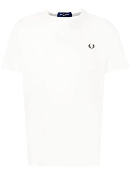 Fred Perry футболка с вышитым логотипом, белый