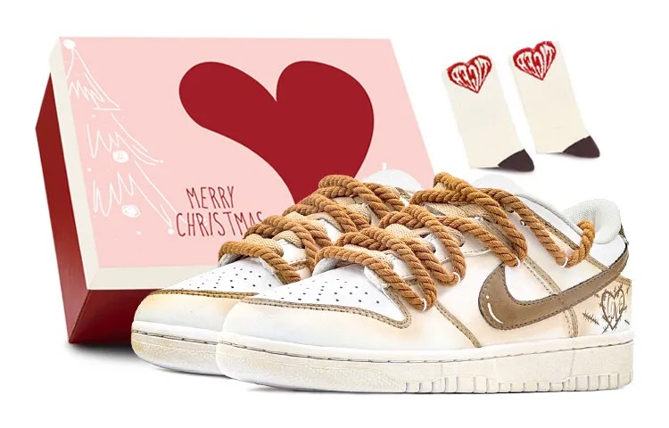 Кроссовки Nike Dunk Skateboarding Shoes Women's Low-top Brown, хаки
