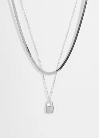 Серебристое ожерелье с цепочкой-змейкой ALDO Marzahn-Серебряный