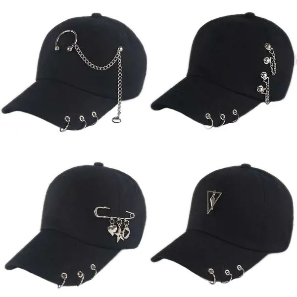 Персонализированная цепочка хип-хоп бейсболка творческая пирсинг кольцо шапки панк повседневный твердый регулируемый унисекс шляпа Snapback шляпы для гольфа шапка путешествия шляпа