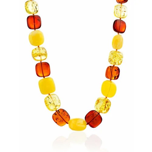 Бусы AmberHandmade, янтарь, длина 58 см, бордовый, бежевый