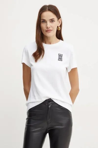 Хлопковая футболка Pinko, бежевый