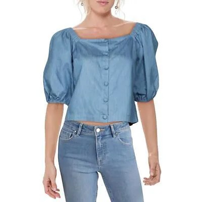 Женская джинсовая блузка с открытыми плечами Lucy Paris, топ на пуговицах BHFO 0845