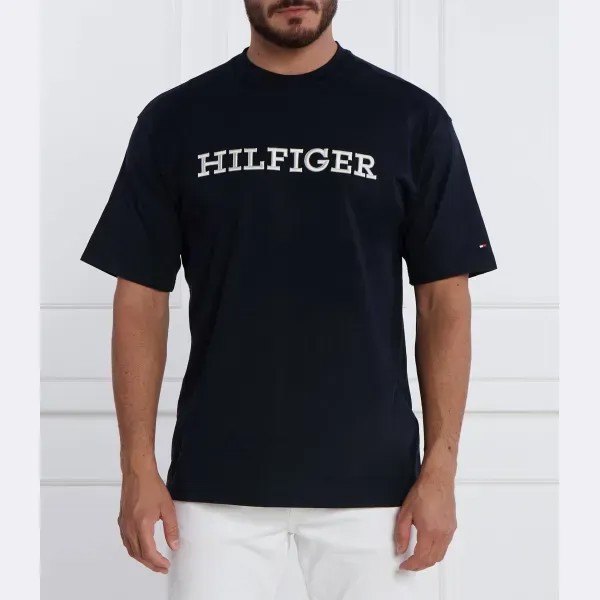 Футболка свободного кроя с монотипией и вышивкой Tommy Hilfiger, синий