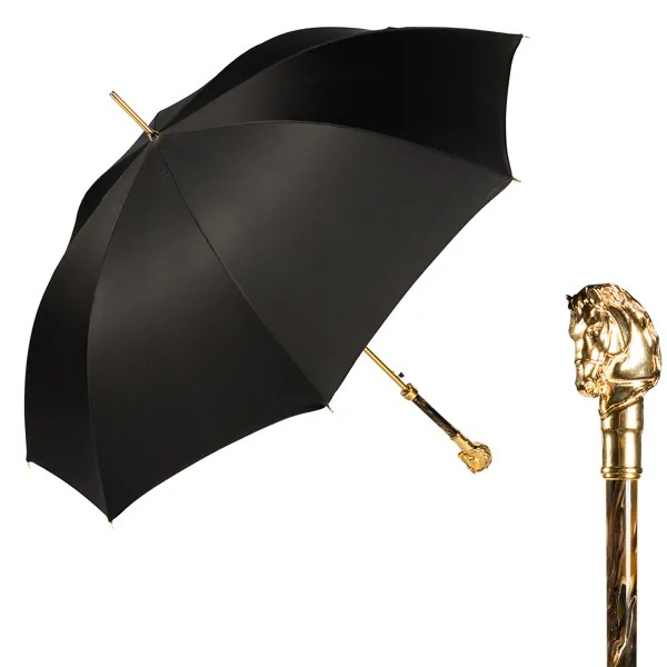 Зонт мужской Pasotti Horse Gold Moro Oxford Black Black