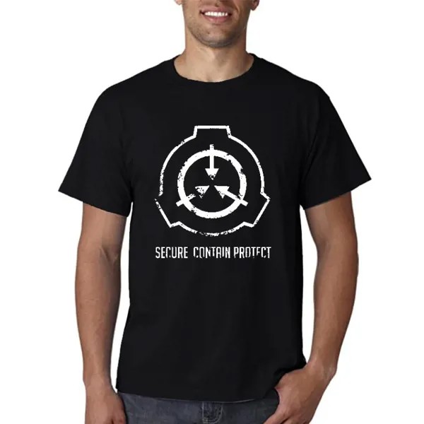 Мужская футболка SCP Secure. Защитная футболка с принтом унисекс