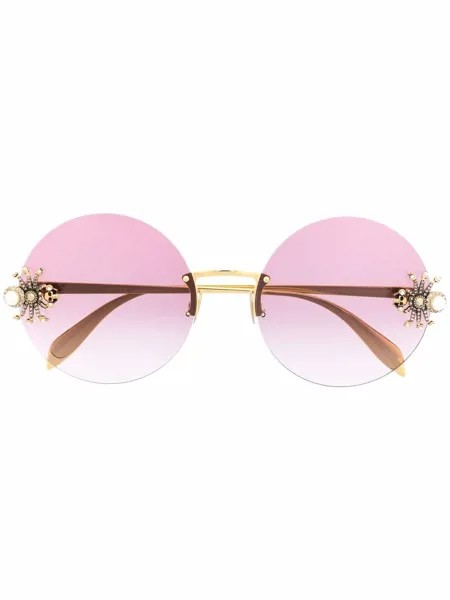 Alexander McQueen Eyewear солнцезащитные очки в круглой оправе