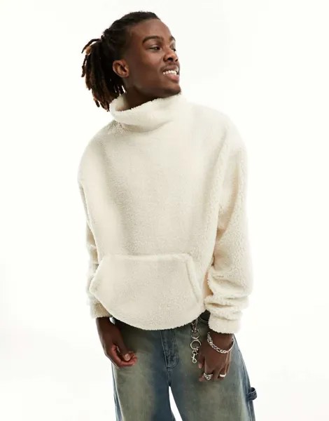 Объемный свитер с воротником-воронкой ASOS DESIGN цвета боргового цвета с передним карманом