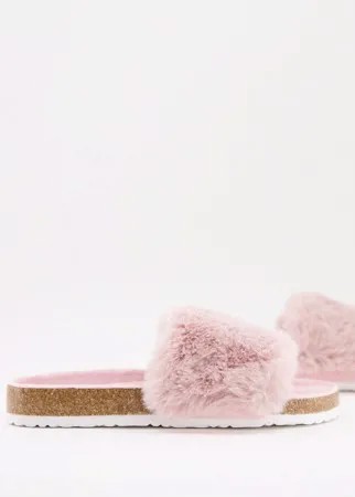 Розовые пушистые шлепанцы Accessorize-Розовый цвет