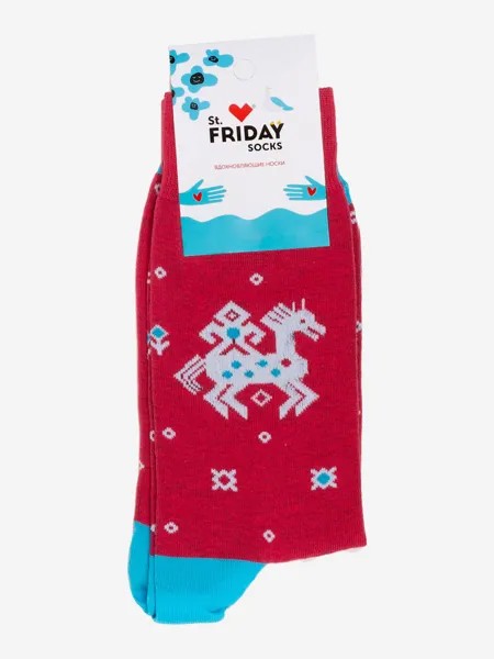 Носки с рисунками St.Friday Socks, Орнамент на коне, Красный