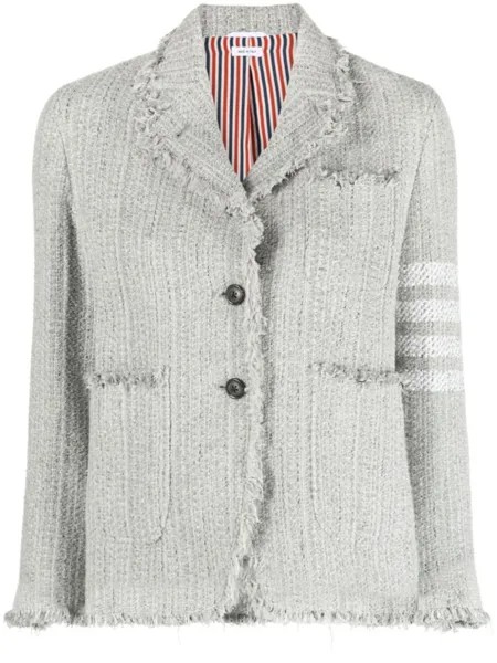 Thom Browne твидовый жакет с полосками 4-Bar, серый