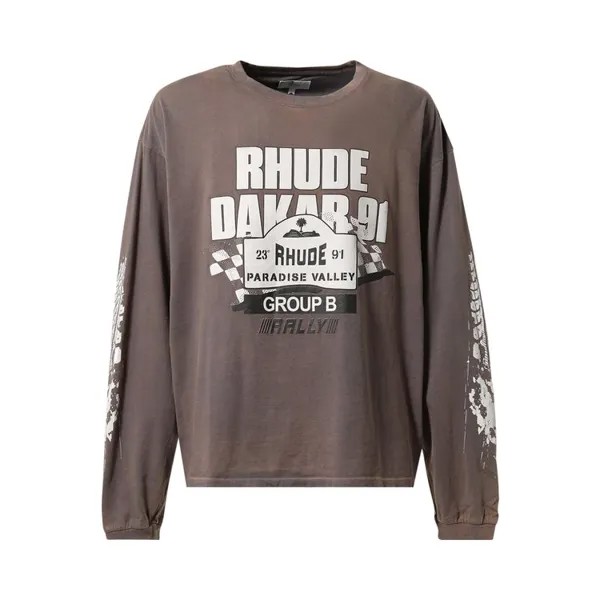 Футболка Rhude Dakar 91 Long-Sleeve 'Vintage Grey', серый