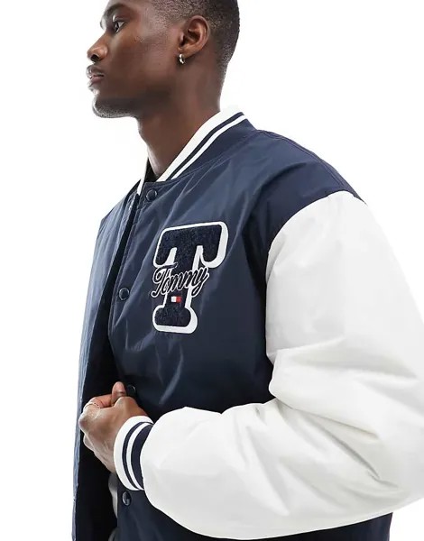 Tommy Jeans – университетская куртка темно-синего цвета с цветовыми блоками
