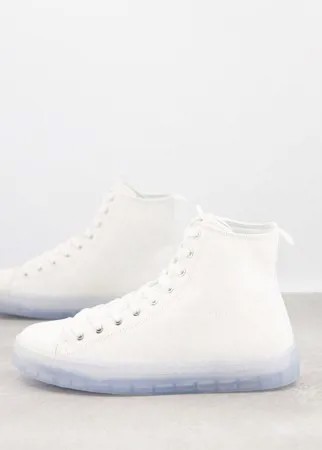 Белые кеды на шнуровке с прозрачной голубой подошвой ASOS DESIGN-Белый