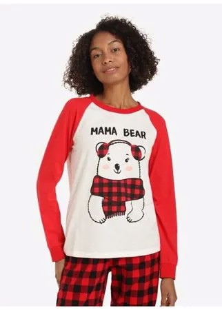 Пижамный лонгслив с принтом Mama bear Gloria Jeans