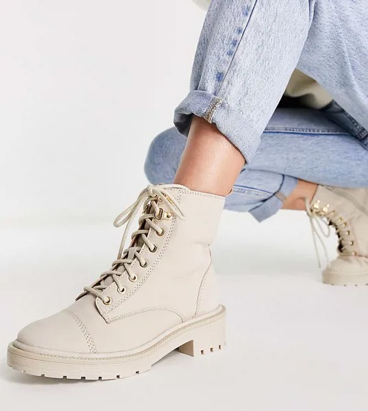 Кремовые ботинки на шнуровке для широкой стопы River Island Drench-Белый